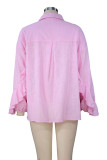 Casual Solid Pocket Turndown Collar Tops