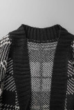 Street Plaid Bandage Patchwork Contrast V Neck Tops