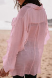 Casual Solid Pocket Turndown Collar Tops