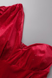 Sexy Bronzing Sequins Oblique Collar Wrapped Skirt Dresses