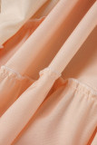 Elegant Gradual Change Patchwork Frenulum V Neck Printed Dress Dresses