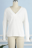 Elegant Solid Buttons V Neck Tops