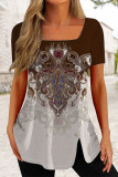 Casual National Totem Print Solid Color T-Shirts