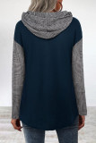 Elegant Plaid Patchwork Contrast Scarf Collar Tops