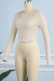 Sexy Solid Solid Color Square Collar Tops