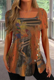 Casual National Totem Print Solid Color T-Shirts