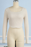 Sexy Solid Solid Color Square Collar Tops