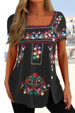 Casual National Totem Print Solid Color T-Shirts