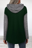 Elegant Plaid Patchwork Contrast Scarf Collar Tops