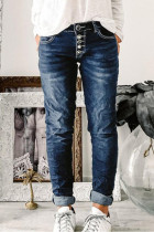 Casual Street Solid Buckle Loose Denim Jeans