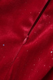 Sexy Bronzing Sequins Oblique Collar Wrapped Skirt Dresses