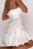 Sexy Simplicity Solid Flounce Solid Color Square Collar Sling Dress Dresses