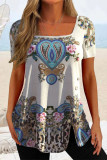 Casual National Totem Print Solid Color T-Shirts