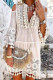 Sweet Patchwork Embroidered Hollowed Out With Bow V Neck Irregular Dress Dresses