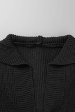 Street Solid Patchwork Turndown Collar Tops