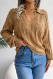 Casual Simplicity Solid Solid Color Turndown Collar Tops