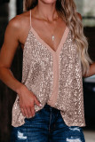 Sexy Simplicity Solid Sequins V Neck Tops