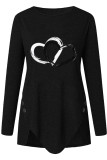 Simplicity Print Buttons Asymmetrical Printing O Neck T-Shirts