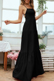Elegant Simplicity Solid Backless Solid Color Square Collar Sling Dress Dresses