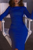 Sexy Elegant Solid Zipper O Neck One Step Skirt Dresses