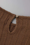 Solid With Belt O Neck One Step Skirt Dresses