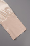 Solid Fold V Neck One Step Skirt Dresses