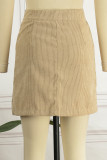 Work Solid Make Old Pocket Buckle Straight High Waist Conventional Solid Color Bottoms
