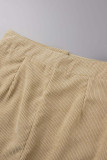 Work Solid Make Old Pocket Buckle Straight High Waist Conventional Solid Color Bottoms
