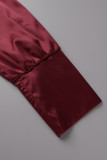 Solid Fold V Neck One Step Skirt Dresses
