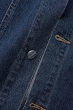 Street Solid Pocket Turndown Collar Half Sleeve Loose Denim Jacket