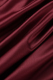 Solid Fold V Neck One Step Skirt Dresses