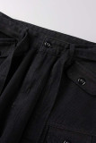 Street Solid Patchwork Pocket Loose Straight Patchwork Bottoms