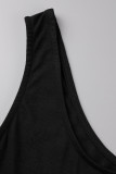 Sexy Solid Bandage Hollowed Out Oblique Collar Wrapped Skirt Dresses