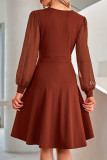 Elegant Solid Patchwork V Neck A Line Dresses