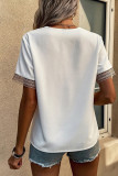 Casual Simplicity Solid Patchwork V Neck Tops