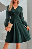 Elegant Solid Patchwork V Neck A Line Dresses