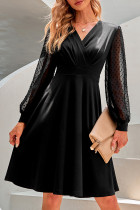 Elegant Solid Patchwork V Neck A Line Dresses