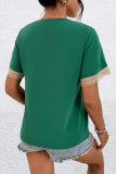Casual Simplicity Solid Patchwork V Neck Tops