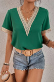 Casual Simplicity Solid Patchwork V Neck Tops
