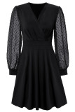 Elegant Solid Patchwork V Neck A Line Dresses