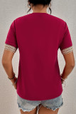 Casual Simplicity Solid Patchwork V Neck Tops