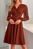 Elegant Solid Patchwork V Neck A Line Dresses