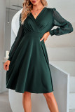 Elegant Solid Patchwork V Neck A Line Dresses
