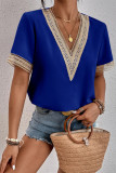 Casual Simplicity Solid Patchwork V Neck Tops