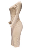 Elegant Solid Solid Color Square Collar One Step Skirt Dresses