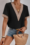Casual Simplicity Solid Patchwork V Neck Tops