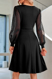 Elegant Solid Patchwork V Neck A Line Dresses