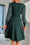 Elegant Solid Patchwork V Neck A Line Dresses