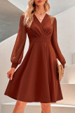 Elegant Solid Patchwork V Neck A Line Dresses