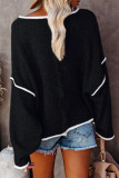 Work Simplicity Solid Patchwork O Neck Tops